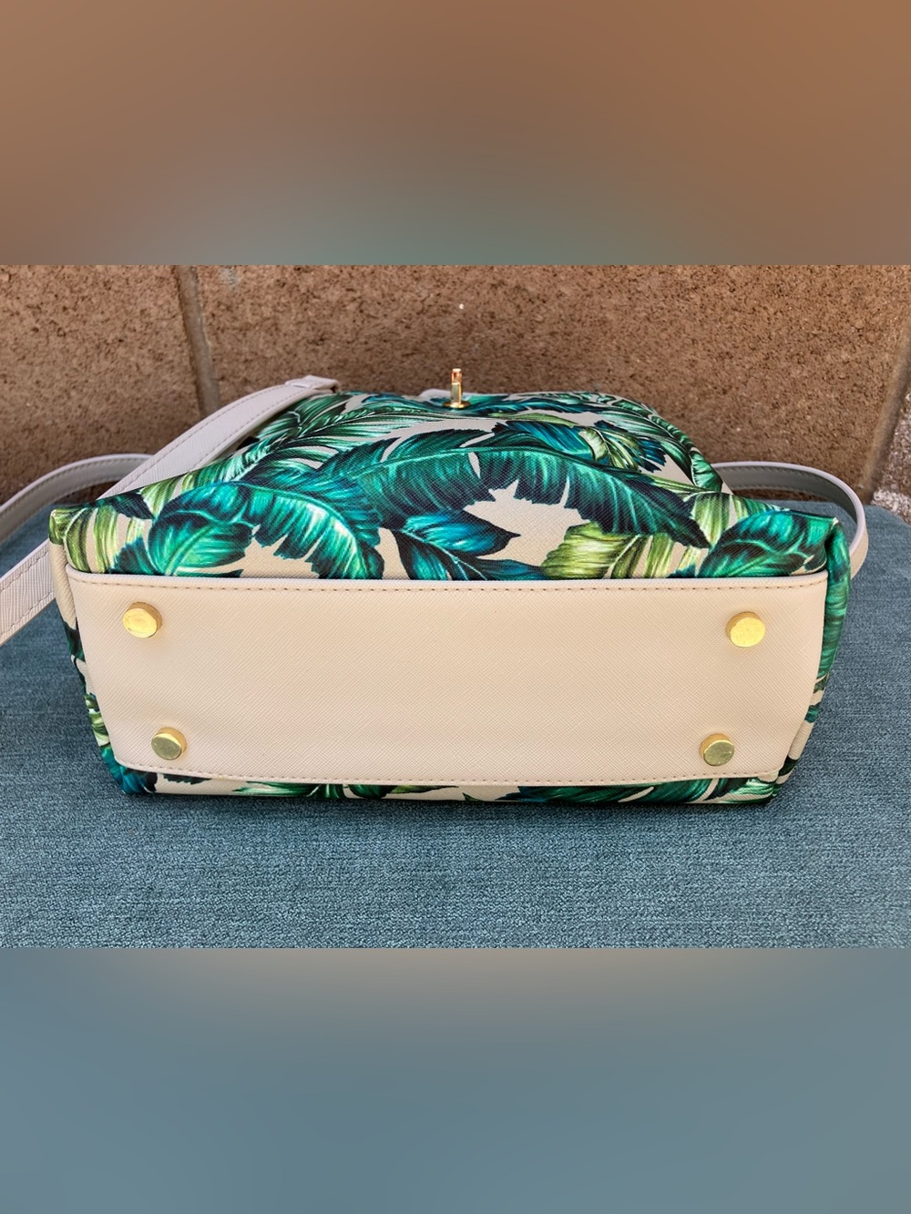 Sam Edelman Tropical Leaf Print Lois Crossbody with Bamboo Handle - Picture 7 of 16
